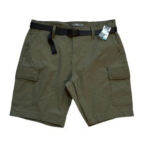 NWT Men's Khaki Green City  Zen Flex 9” Cargo Shorts with Belt